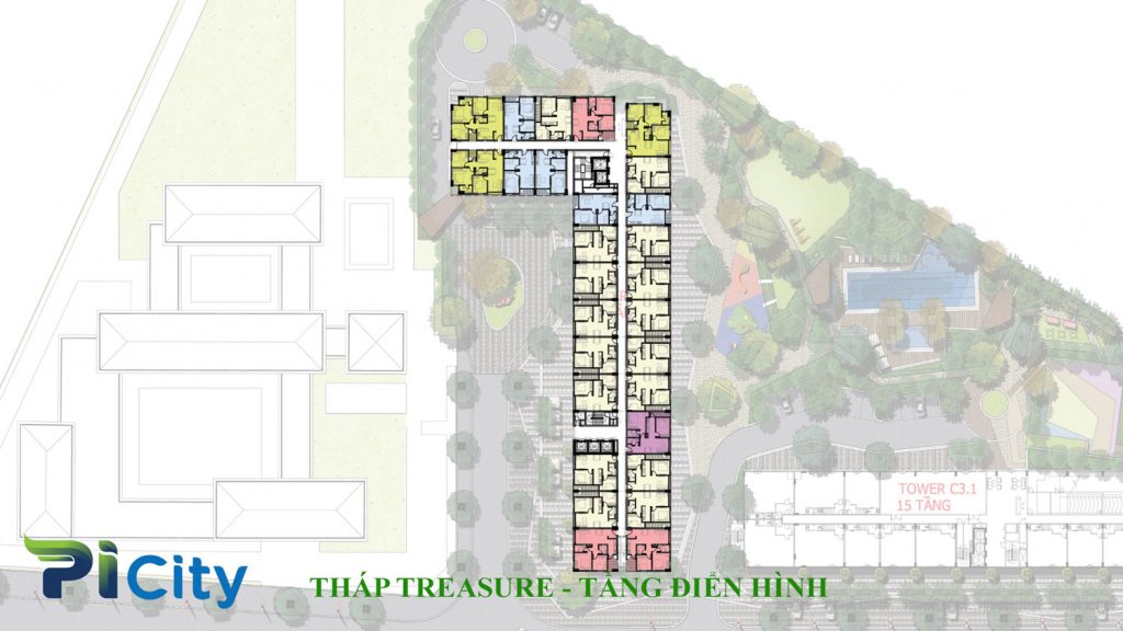 Thiết kế căn hộ Pi City Quận 12-Mặt bằng tầng tháp treasure -C3